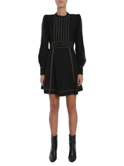 Marc Jacobs Embellished Crepe Mini Dress In Black