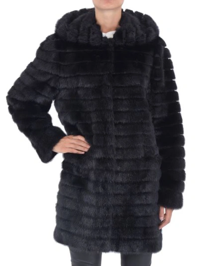 Simonetta Ravizza Annie Hearts Printed Mink Fur Coat In Black