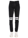 Msgm Gerippte Jeans Mit Logo In Black