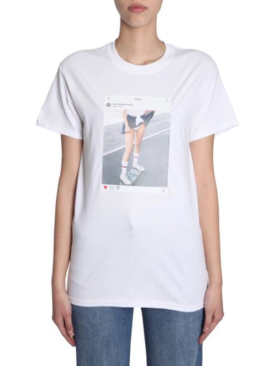 Emanueleferraristudio Instagram Picture Cotton Jersey T-shirt In White