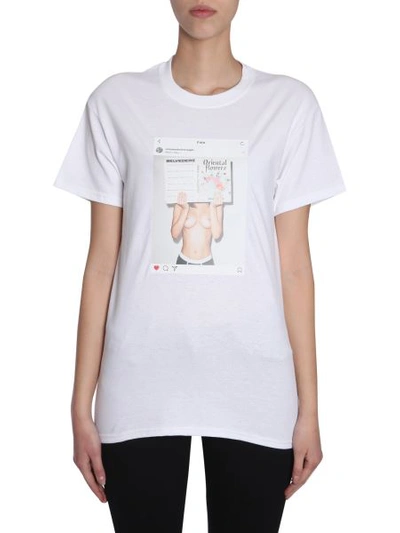 Emanueleferraristudio Instagram Picture Cotton Jersey T-shirt In White