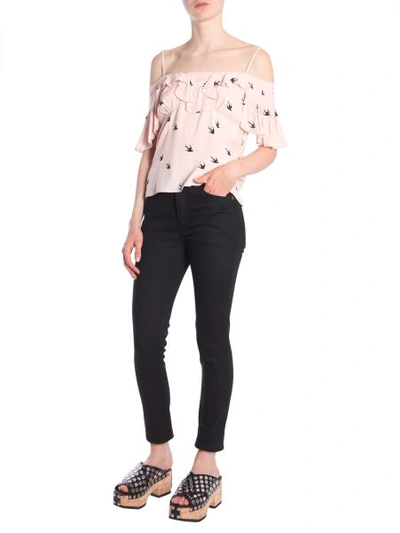 Mcq By Alexander Mcqueen Pin Up And Swallow Printed Top In Pink