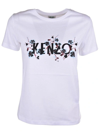 Kenzo Floral Logo T-shirt In Blanc