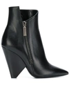 Saint Laurent Niki 105 Zipped Leather Ankle Boots In Black