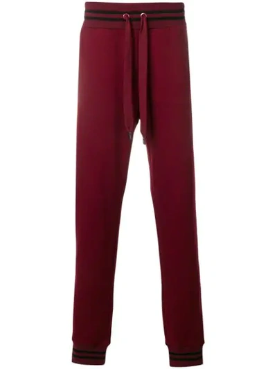 Dolce & Gabbana 抽绳全棉运动裤 In Red