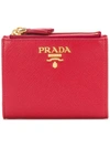 Prada Bifold Medium Leather Wallet In Red