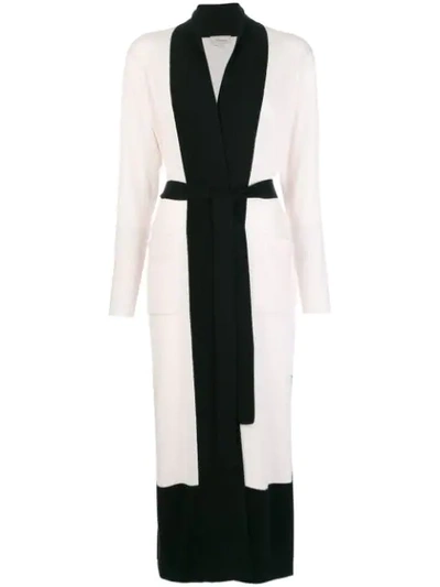 Temperley London Contrast Trim Belted Cardigan In White