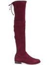 Stuart Weitzman Lowland Thigh High Boots In Red