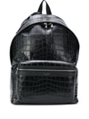 Saint Laurent City Crocodile-effect Backpack In Black