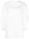 JIL SANDER GATHERED SLEEVE POPLIN SHIRT