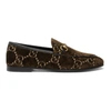 GUCCI GUCCI BROWN VELVET GG NEW JORDAAN LOAFERS