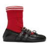 MIU MIU MIU MIU BLACK RED SOCK BALLERINA FLATS