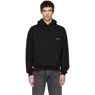 Balenciaga Logo Embroidered Cotton Hoodie In Black