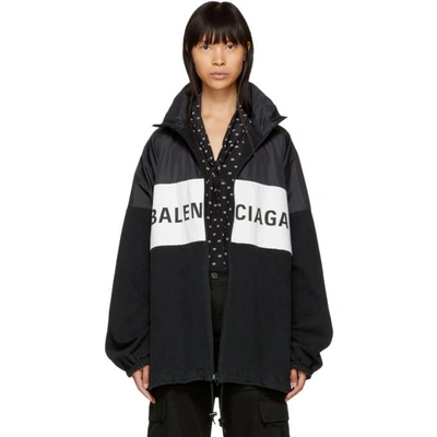 Balenciaga Front Logo Sports Jacket In Black