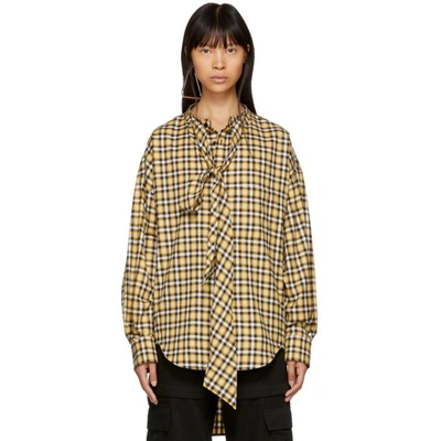 Balenciaga Yellow Plaid New Swing Shirt In Yellow/black