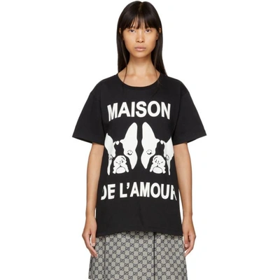 Gucci Maison De L'amour Cotton Jersey T-shirt In Black