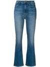MOTHER MOTHER BOOTCUT CROPPED JEANS - BLUE