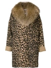 P.A.R.O.S.H leopard print fur trim coat