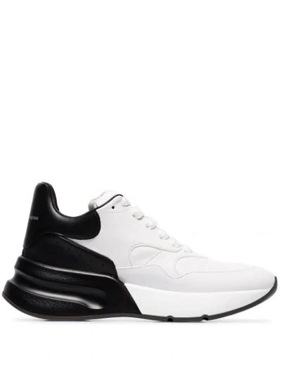 Alexander Mcqueen Two-tone Leather Exaggerated-sole Sneakers In Optic White/black