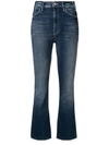 MOTHER FRAYED BOOTCUT CROPPED JEANS