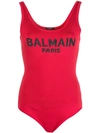 BALMAIN BALMAIN LOGO BODYSUIT TOP - RED