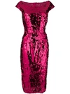 DOLCE & GABBANA OFF-THE-SHOULDER FITTED SEQUIN DRESS