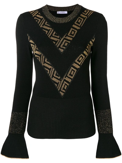 Versace Sweater With Ruffle Sleeves In Black