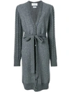 THOM BROWNE THOM BROWNE LONG CABLE KNIT V-NECK CARDIGAN - GREY