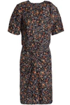 ISABEL MARANT WOMAN TWISTED PRINTED SILK DRESS CHARCOAL,GB 1050808765429