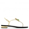 GIUSEPPE ZANOTTI - LEATHER FLAT SANDAL WITH CRYSTAL ACCESSORY TIERRA53,E80013000107