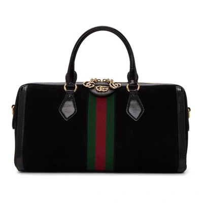 Gucci Ophidia皮革中号手提包 - 黑色 In Black