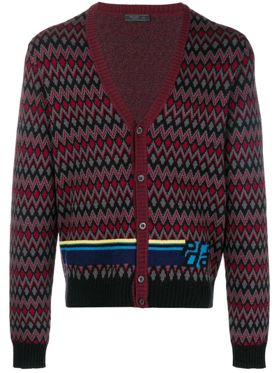 Prada Intarsia Wool And Cashmere-blend Cardigan In Multi