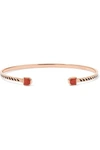 DEZSO BY SARA BELTRAN DECO 18-KARAT ROSE GOLD, CORAL AND ENAMEL CUFF