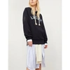 LOEWE DISTRESSED LOGO-EMBROIDERED COTTON HOODY