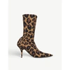 BALENCIAGA KNIFE LEOPARD-PRINT STRETCH-JERSEY ANKLE BOOTS