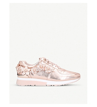 Michael Michael Kors Allie Appliqué Leather Trainers In Pale Pink