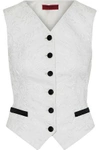 DOLCE & GABBANA DOLCE & GABBANA WOMAN SATIN-TRIMMED COTTON-BLEND MATELASSÉ VEST IVORY,3074457345618754809