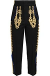 DOLCE & GABBANA DOLCE & GABBANA WOMAN CROPPED EMBELLISHED WOOL-BLEND TAPERED PANTS BLACK,3074457345618705464