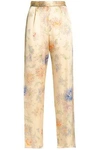 ANNA SUI WOMAN FLORAL-PRINT SILK-SATIN STRAIGHT-LEG trousers IVORY,GB 1016843419774692