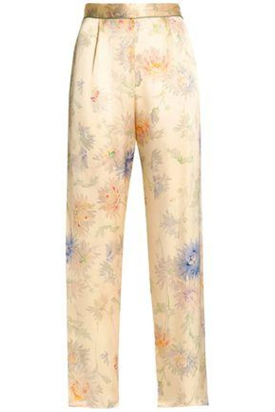 Anna Sui Woman Floral-print Silk-satin Straight-leg Trousers Ivory