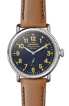 SHINOLA 'THE RUNWELL' LEATHER STRAP WATCH, 41MM,S0120000281