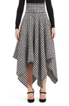 DOLCE & GABBANA HOUNDSTOOTH HANDKERCHIEF HEM STRETCH WOOL SKIRT,F4BFOTFQ2HN