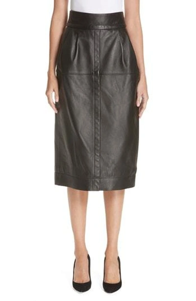 Marc Jacobs High-waist A-line Midi Lamb Leather Skirt In Black