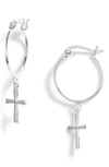 ARGENTO VIVO ARGENTO VIVO CROSS DROP HOOP EARRINGS,115096