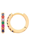 ESTELLA BARTLETT MULTICOLOR CRYSTAL PAVÉ HUGGIE HOOP EARRINGS,EB3205