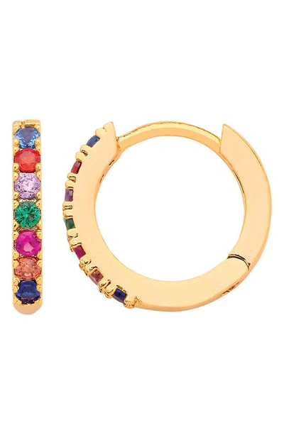 Estella Bartlett Multicolor Crystal Pavé Huggie Hoop Earrings In Gold