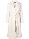 FERRAGAMO SALVATORE FERRAGAMO DOUBLE-BREASTED BELTED COAT - NEUTRALS