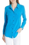 Equipment 'slim Signature' Silk Shirt In Brilliant Blue