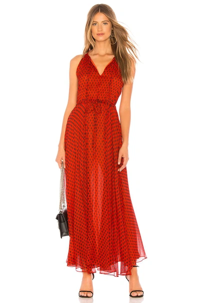 Diane Von Furstenberg Polka-dot Crinkled Silk-chiffon Maxi Dress In Red