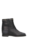 VIA ROMA 15 BLACK LEATHER WEDGE ANKLE BOOTS,10657856